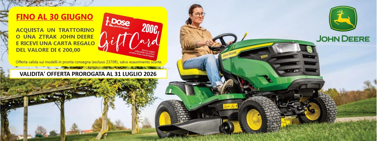 PROMOZIONE TRATTORINI JOHN DEERE ESTATE 2026